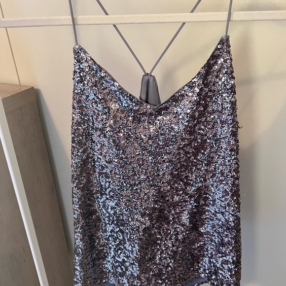 Express Tops - Express Silver Sequin Cami Top